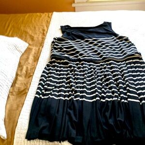 Pleated black and white dress